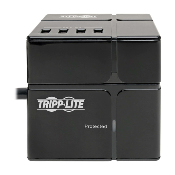 Tripp Lite Protect It! 3-Outlet Power Cube Surge Protector - 6 USB-A Ports (7.2A Shared), 6 ft. Cord, 540 Joules, Black 037332238528 TLP366CUBEUSBB