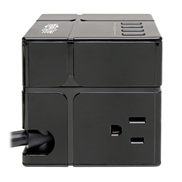 Tripp Lite Protect It! 3-Outlet Power Cube Surge Protector - 6 USB-A Ports (7.2A Shared), 6 ft. Cord, 540 Joules, Black 037332238528 TLP366CUBEUSBB
