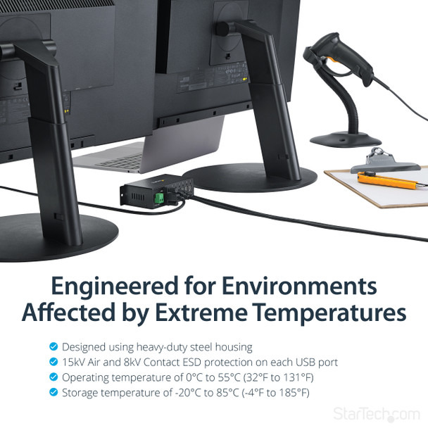 StarTech.com 7-Port Industrial USB 2.0 Hub with ESD & 350W Surge Protection 065030837910 ST7200USBM