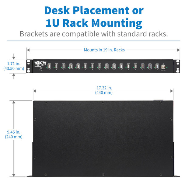 Tripp Lite 16-Port USB Charging Station with Syncing Function - 5V 40A / 200W USB Charger Output 037332182715 U280-016-RM