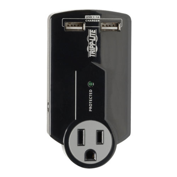Tripp Lite Protect It! 3-Outlet Surge Protector, Direct Plug-In, 540 Joules, 2.1A USB Charger 037332180360 SK120USB