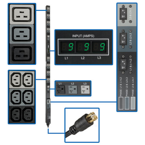 Tripp Lite PDU3MV6L2130 power distribution unit (PDU) 48 AC outlet(s) 0U Black 037332163875 PDU3MV6L2130