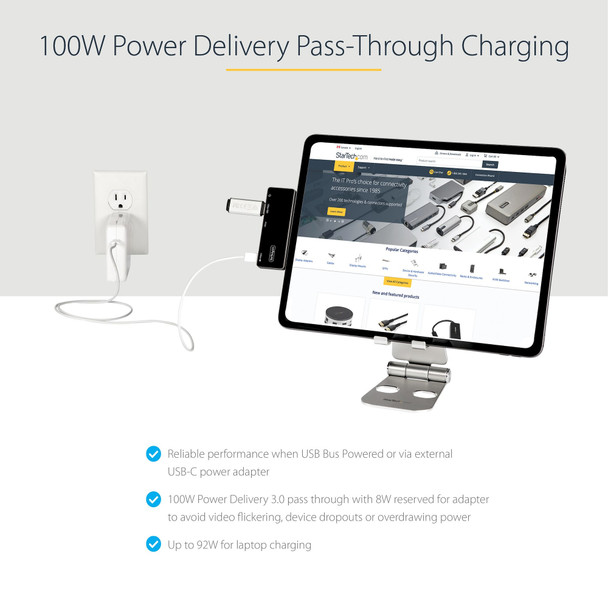 Startech.Com Usb C Multiport Adapter - Usb-C To 4K 60Hz Hdmi 2.0, 100W Power Delivery Pass-Through Charging, 3-Port Usb 3.0 Hub, Audio - Usb-C Mini Dock - Portable Usb Type-C Travel Dock 065030891622 Dkt30Ichpd