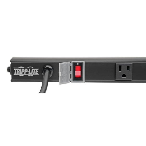 Tripp Lite 6-Outlet Power Strip, Right-Angle NEMA 5-15R - 15A, 120V, 8 ft. Cord, Right-Angle 5-15P Plug, 24 in. 037332224644 PS2406RA08B