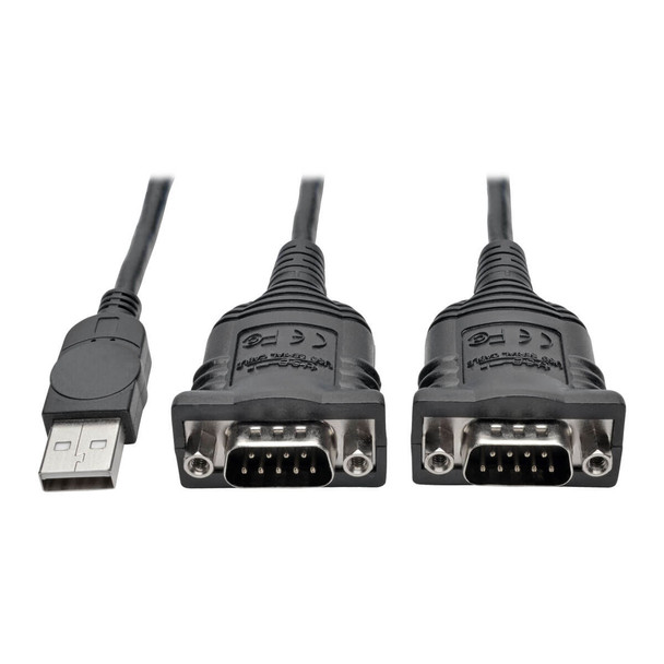 Tripp Lite 1.83 m 2-Port USB to DB9 Serial FTDI Adapter Cable with COM Retention (M/M) 037332198303 U209-006-2