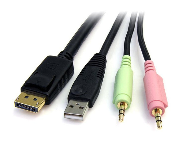 Startech.Com 6Ft 4-In-1 Usb Displayport Kvm Switch Cable W/ Audio & Microphone 065030840125 Dp4N1Usb6