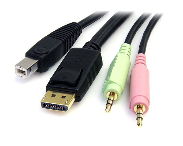 Startech.Com 6Ft 4-In-1 Usb Displayport Kvm Switch Cable W/ Audio & Microphone 065030840125 Dp4N1Usb6