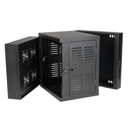 Tripp Lite 12U SmartRack NEMA 12 Wall-Mount Rack Enclosure Cabinet for Harsh Environments, Switch-Depth, Hinged Back 037332168016 SRW12USNEMA
