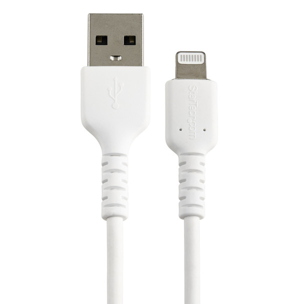 StarTech.com 15cm Durable USB A to Lightning Cable - White USB Type A to Lightning Connector Charge & Sync Power Cord - Rugged w/Aramid Fiber - Apple MFI Certified - iPad Air iPhone 12 065030891721 RUSBLTMM15CMW