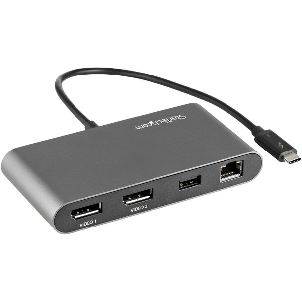 StarTech.com Thunderbolt 3 Mini Dock - Portable Dual Monitor w/ DP 4K 60Hz - 2X USB-A Hub (3.2/2.0), GbE - 28cm Cable - TB3 Multiport Adapter - Mac/Windows - Upgraded Version of TB3DKM2DP 065030888059 TB3DKM2DPL