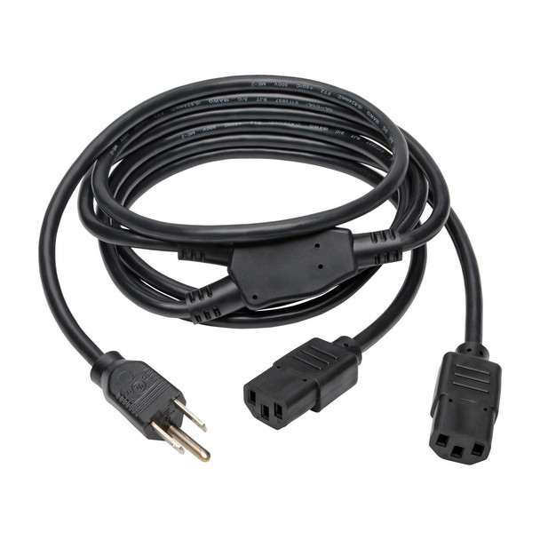 Tripp Lite Universal Power Extension Cord Y Splitter Cable (NEMA 5-15P to 2x IEC-320-C13), 6-ft. 037332148971 P006-006-2