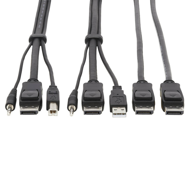 Tripp Lite Dual DisplayPort KVM Cable Kit - DP, USB, 3.5 mm Audio (3xM/3xM) + DP (M/M), 4K, 4:4:4, 6 ft. (1.83 m), Black 037332241634 P783-006-DP