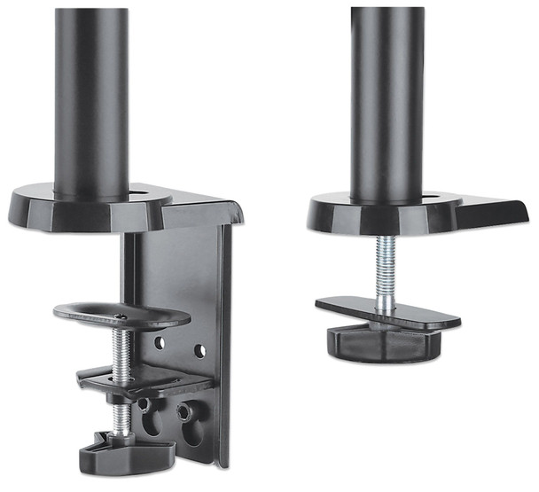 Manhattan TV & Monitor Mount, Desk, Full Motion (Gas Spring), 2 screens, Screen Sizes: 10-27", Black, Clamp or Grommet Assembly, Dual Screen, VESA 75x75 to 100x100mm, Max 8kg (each), Lifetime Warranty 766623461597 461597