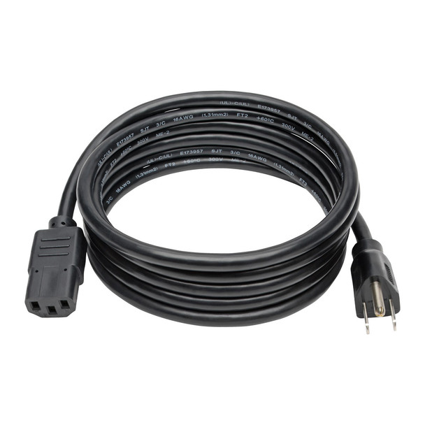 Tripp Lite Universal Computer Power Cord Lead Cable, 13A, 16AWG (NEMA 5-15P to IEC-320-C13), 2.43 m (8-ft.) 037332180544 P006-008-13A