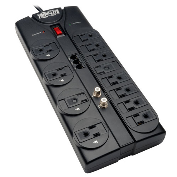 Tripp Lite Protect It! 12-Outlet Surge Protector, 8-ft. Cord, 2880 Joules, Tel/Modem/Coaxial Protection 037332152510 TLP1208TELTV