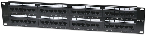 Intellinet Patch Panel, Cat6, UTP, 48-Port, 2U, Black 766623560283 560283