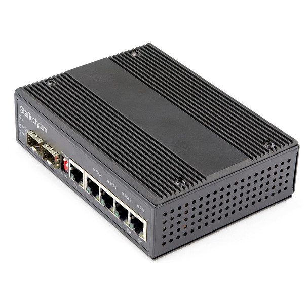 StarTech.com Industrial 5 Port Gigabit Ethernet Switch - 4 PoE RJ45 +2 SFP Slots 30W PoE+ 12-48VDC 10/100/1000 Rugged Power Over Ethernet LAN Switch -40C to 75C - DIN Mountable 065030889834 IES1G52UP12V