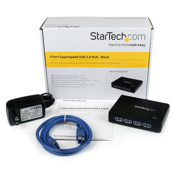 Startech.Com 4 Port Black Superspeed Usb 3.0 Hub 065030841399 St4300Usb3