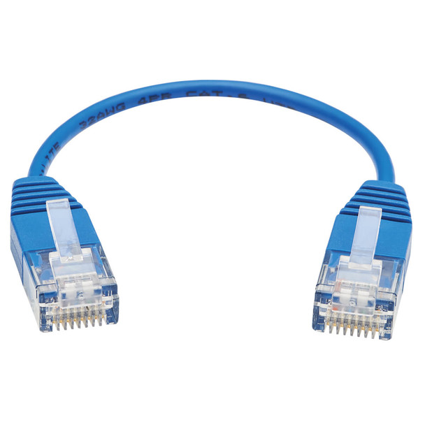 Tripp Lite Cat6 Gigabit Molded Ultra-Slim UTP Ethernet Cable (RJ45 M/M), Blue, 15.24 cm 037332256911 N200-UR6N-BL