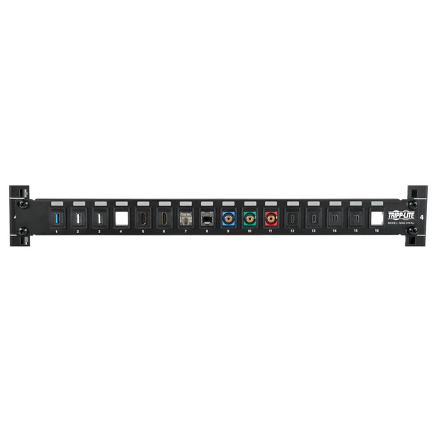 Tripp Lite 16-Port 1U Rack-Mount Unshielded Blank Keystone/Multimedia Patch Panel, Rj45 Ethernet, Usb, Hdmi, Cat5E/6 037332193575 N062-016-Kj