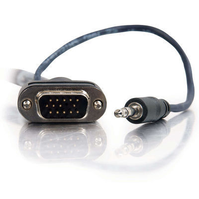C2G 15ft Plenum-Rated HD15 SXGA + 3.5mm M/M Monitor Cable with Rounded Low Profile Connectors 4.57 m VGA (D-Sub) + 3.5mm Black 757120401759 40175