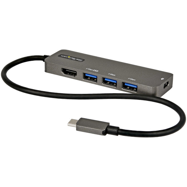 Startech.Com Usb C Multiport Adapter - Usb-C To Hdmi 2.0B 4K 60Hz (Hdr10), 100W Power Delivery Pass-Through, 4-Port Usb 3.0 Hub - Usb Type-C Mini Dock - 12" (30Cm) Long Attached Cable 065030891806 Dkt30Chpd3