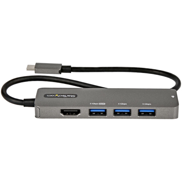 Startech.Com Usb C Multiport Adapter - Usb-C To Hdmi 2.0B 4K 60Hz (Hdr10), 100W Power Delivery Pass-Through, 4-Port Usb 3.0 Hub - Usb Type-C Mini Dock - 12" (30Cm) Long Attached Cable 065030891806 Dkt30Chpd3