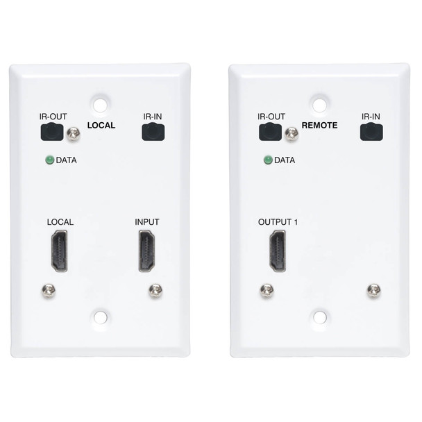 Tripp Lite HDMI over Cat6 Extender Kit, Wallplate Transmitter and Receiver, 4K 60Hz, 4:4:4, IR, PoC, HDR, HDCP 2.2, 230-ft. (70.1 m), TAA 037332261021 B127A-1A1-FHFH