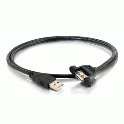 C2G 1ft USB 2.0 A Male to A Female Panel Mount Cable USB cable 0.3 m USB A Black 757120280613 28061