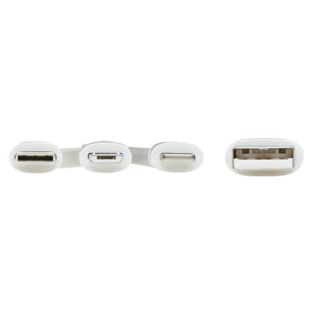 Tripp Lite Safe-IT Universal USB-A to Lightning, USB Micro-B and USB-C Sync/Charge Antibacterial Cable (M/3xM), MFi Certified, White, 1.22 m 037332261090 M101AB-004-LMCW