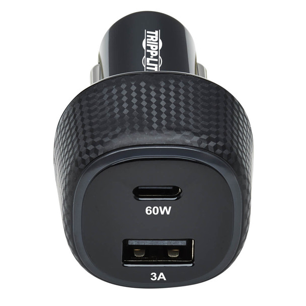 Tripp Lite Dual-Port USB Car Charger, 63W Max - USB-C PD 3.0 Up to 60W, USB-A QC 3.0 Up to 18W 037332254054 U280-C02-63W-1B