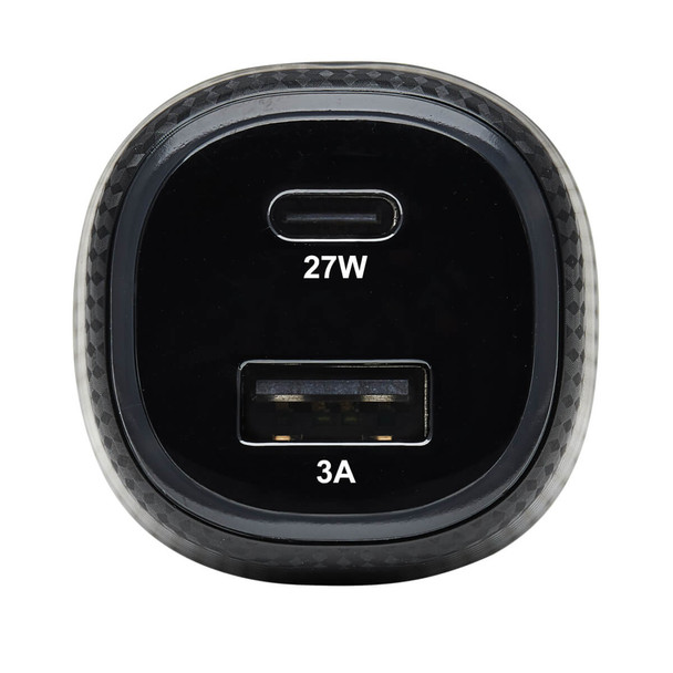 Tripp Lite Dual-Port USB Car Charger with 45W Charging - USB-C (27W) QC4+, USB-A (18W) QC 3.0, Black 037332254078 U280-C02-45W-1B