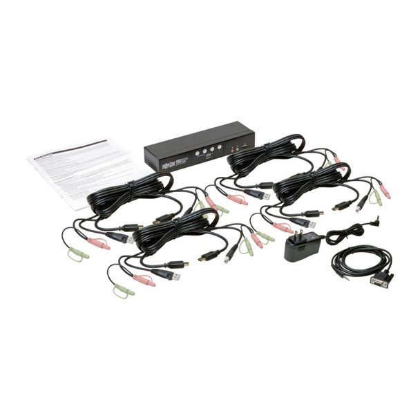 Tripp Lite 4-Port HDMI/USB KVM Switch with Audio/Video and USB Peripheral Sharing 037332226129 B004-HUA4-K