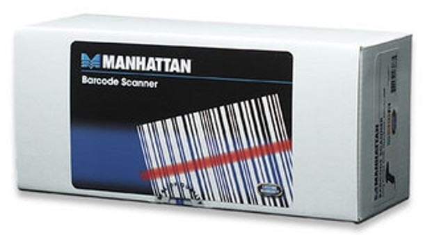 Manhattan Long Range CCD Handheld Barcode Scanner, USB, 500mm Scan Depth, Cable 1.5m, Max Ambient Light 30,000 lux (sunlight), Black, Three Year Warranty, Box 766623460835 460835