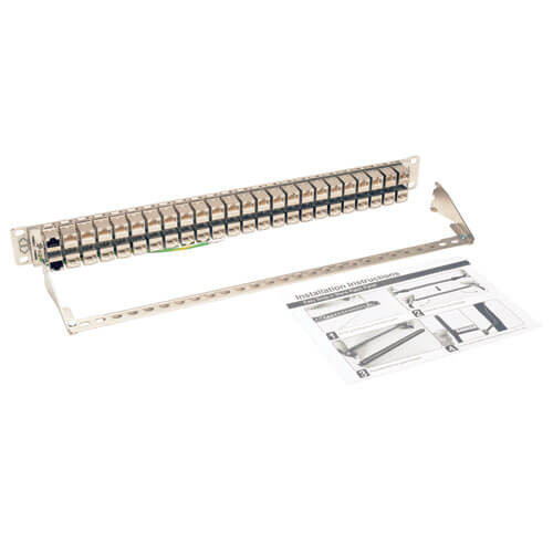 Tripp Lite 48-Port STP Shielded Cat6a Feedthrough Patch Panel, RJ45 Ethernet, 1U Rack-Mount, TAA 037332189998 N254-048-SH-6A