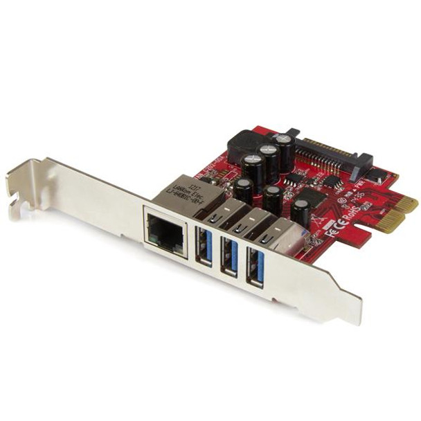 StarTech.com 3-Port PCI Express USB 3.0 Card + Gigabit Ethernet 065030860796 PEXUSB3S3GE