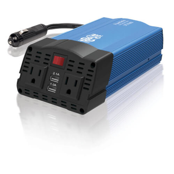 Tripp Lite 375W PowerVerter Ultra-Compact Car Inverter with 2 AC Outlets, 2 USB Charging Ports and Battery Cables 037332199867 PV375USB