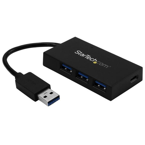 StarTech.com 4 Port USB 3.0 Hub - USB Type-A Hub with 1x USB-C & 3x USB-A (SuperSpeed 5Gbps) - USB Bus or Self-Powered - Portable USB 3.1/3.2 Gen 1 BC 1.2 Charging Hub w/ Power Adapter 065030866118 HB30A3A1CSFS