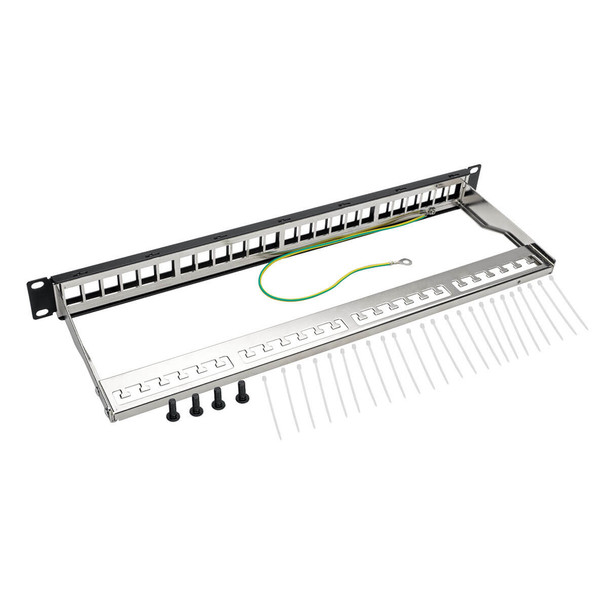 Tripp Lite 24-Port 1U Rack-Mount Shielded Blank Keystone/Multimedia Patch Panel, RJ45 Ethernet, USB, HDMI, Cat5e/6 037332193612 N062-024-KJ-SH