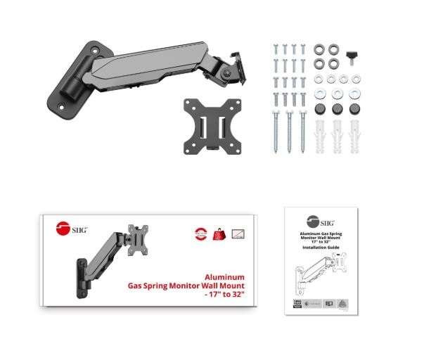SIIG AC CE-MT2K12-S1 Aluminum Gas Spring Monitor Wall Mount 17to 32 Retail