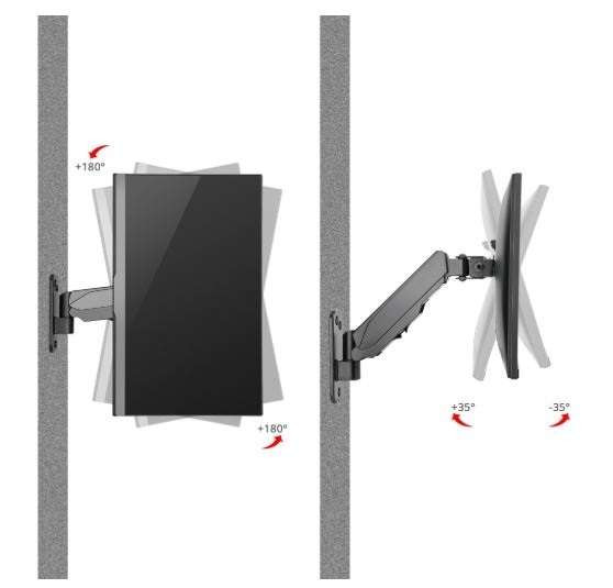 SIIG AC CE-MT2K12-S1 Aluminum Gas Spring Monitor Wall Mount 17to 32 Retail
