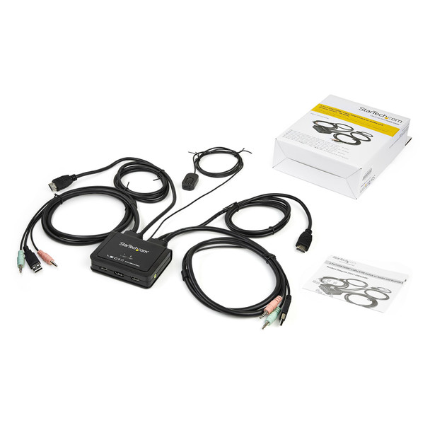 StarTech.com 2-Port HDMI KVM Switch with Built-In Cables - USB 4K 60Hz 065030882163 SV211HDUA4K
