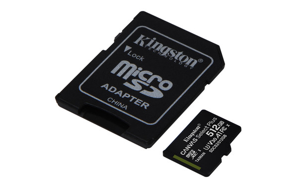 KINGSTON TECHNOLOGY 512GB micSDXC Canvas Select Plus 100R A1 C10 Card + ADP SDCS2/512GB 740617298727