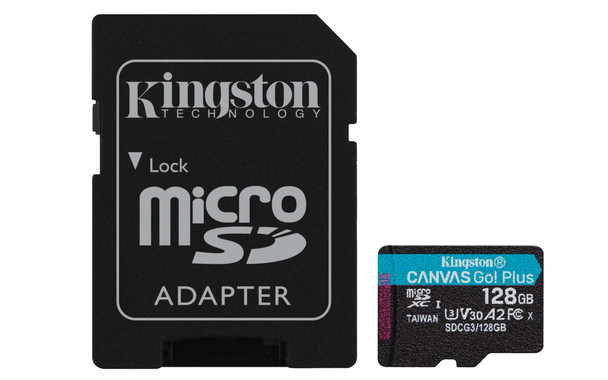 KINGSTON TECHNOLOGY 128GB microSDXC Canvas Go Plus 170R A2 U3 V30 Card + ADP SDCG3/128GB 740617301182