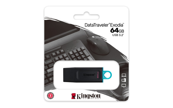 KINGSTON TECHNOLOGY 64GB USB3.2 Gen 1 DataTraveler Exodia (Black + Teal) DTX/64GB 740617309829