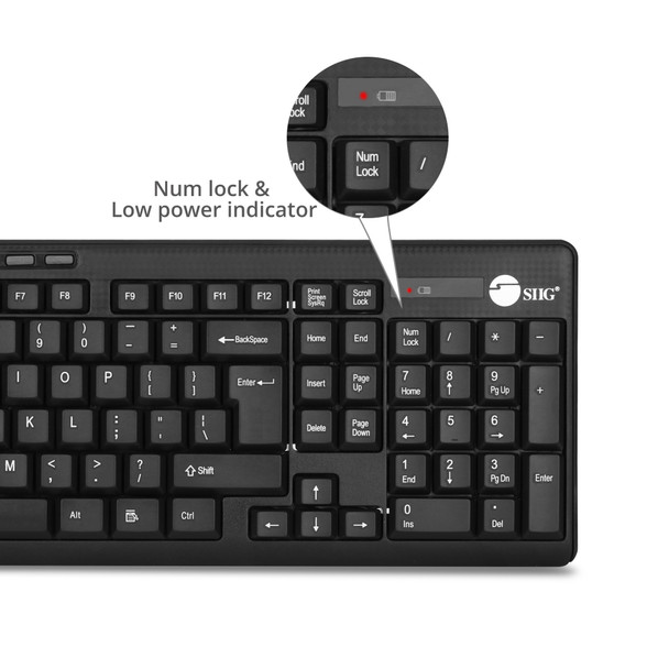 SIIG KM JK-WR0T12-S1 Wireless Extra-Duo 102-key Keyboard & 3-button Mouse RTL