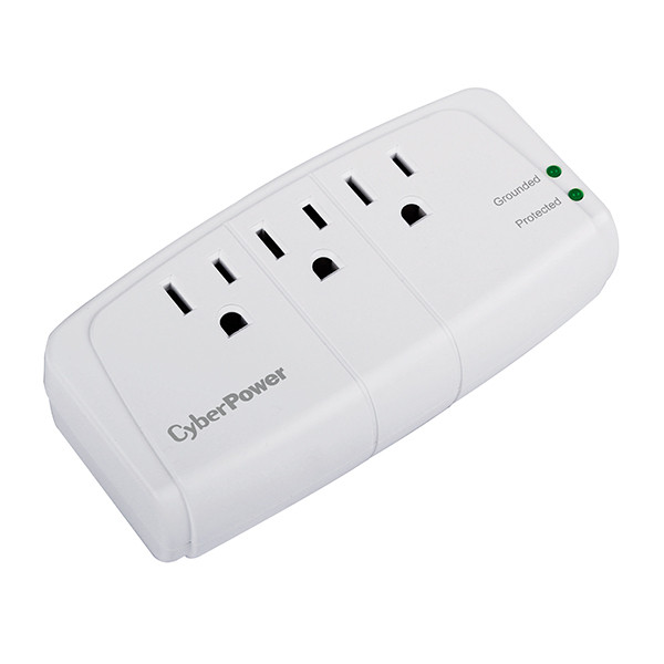 CYBERPOWER SYSTEMS 3 NEMA 5-15R OUTLETS WALL TAP PLUG 900 JOULES EMI/RFI $50K CEG CSB300W 649532603459