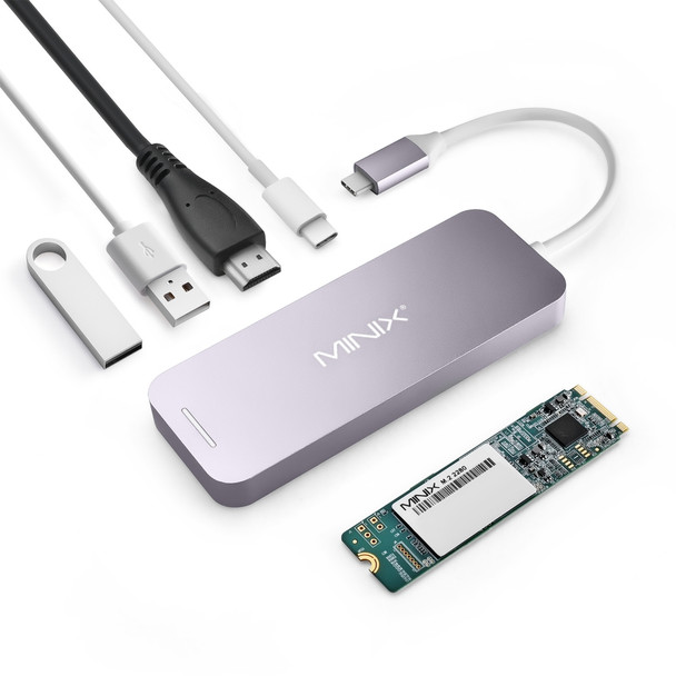 Minix Accessory Neo-S1Gr Usb-C Hub 4Ports Hdmi1.4 4K Usb Type-C 120G M.2 Ssd Gray Retail Neo-S1Gr