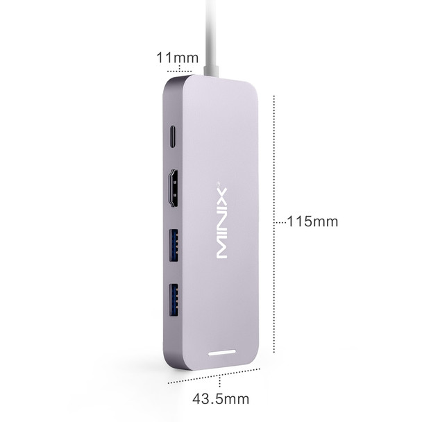 Minix Accessory Neo-S1Gr Usb-C Hub 4Ports Hdmi1.4 4K Usb Type-C 120G M.2 Ssd Gray Retail Neo-S1Gr