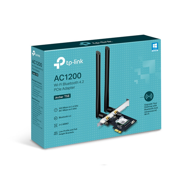 TP-Link RT Archer T5E AC1200 Wi-Fi Bluetooth 4.2 PCIe Adapter 300Mbps 2.4GHz